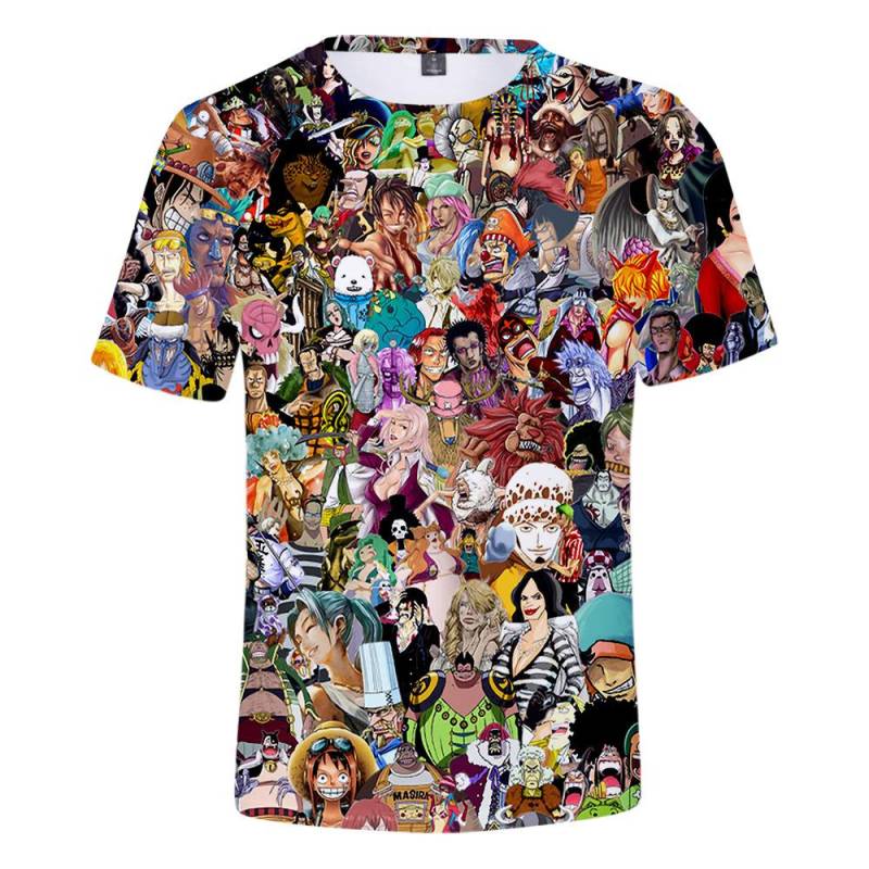 6 Farben Mode ONE PIECE Cartoon T-Shirts für Damen Herren Sommerkleidung Fitness O-Ausschnitt Herren T-Shirt Übergroße Herren T-Shirts Tops M bunt von Joom DACH