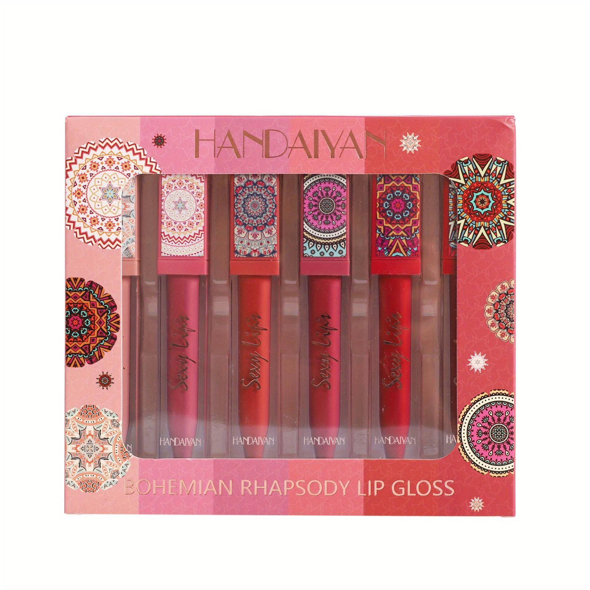 6 Farben böhmischer Lippenstift-Set, langlebig, wasserfest, antihaftbeschichtet, matte Lippe, Glasur, Lipgloss für Frauen 6pcs/box von Joom DACH