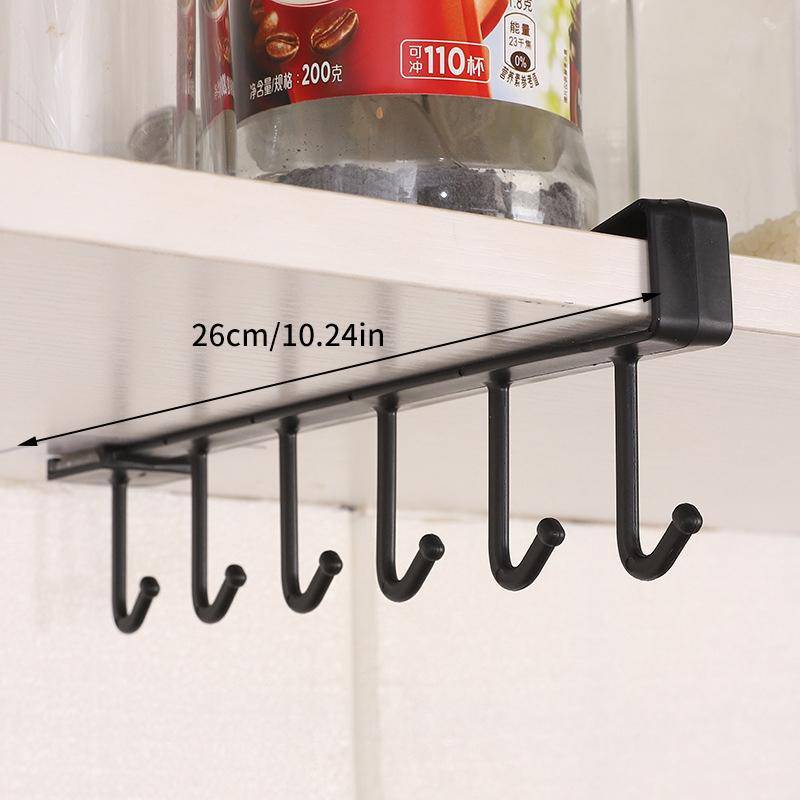 Aufbewahrungsregal mit 6 Haken, Kunststoff, Unterregale zum Aufhängen, Utensilienhalter, Kleiderschrank, Küche, Badezimmer, Organizer, Wohnaccessoires weiß von Joom DACH