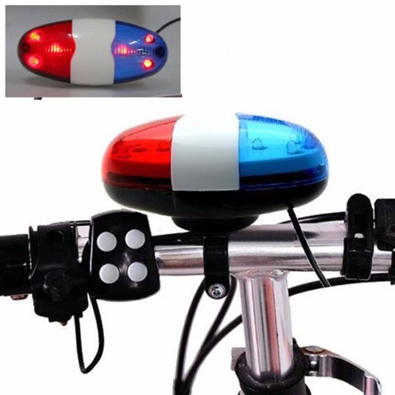 6 LED 4 Töne Fahrradklingel Polizeiauto Licht Elektronische Hupe Sirene für Kind Kinder Fahrrad Roller Fahrradlampe Zubehör von Joom DACH