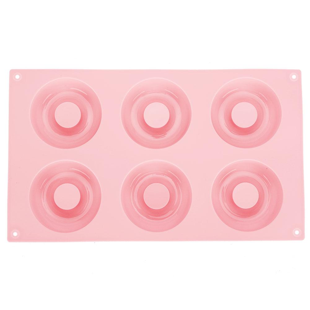 6 Mulden Silikon Donut Backform Tablett Antihaft Kuchen Kekse Form Herstellungswerkzeug Küche rosa von Joom DACH