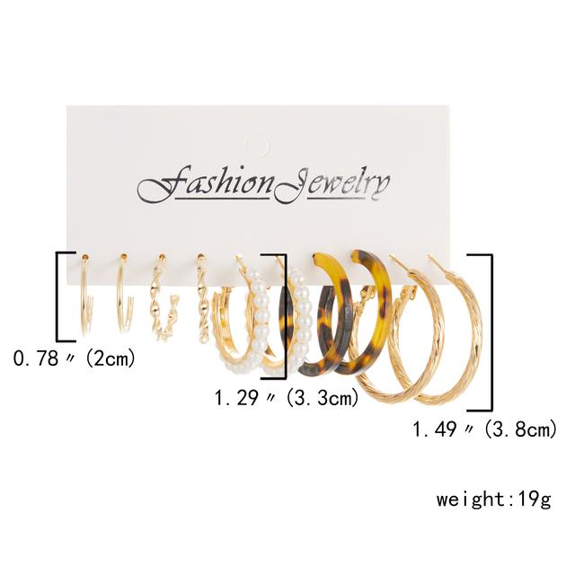 6 Paar Ohrhänger-Set mit Herz- und Schmetterlingsmotiv, großer Kreis, Piercings, Ohrringe, Schmuck für Frauen, Creolen mit Kunstperle, süße Ohrschnalle von Joom DACH