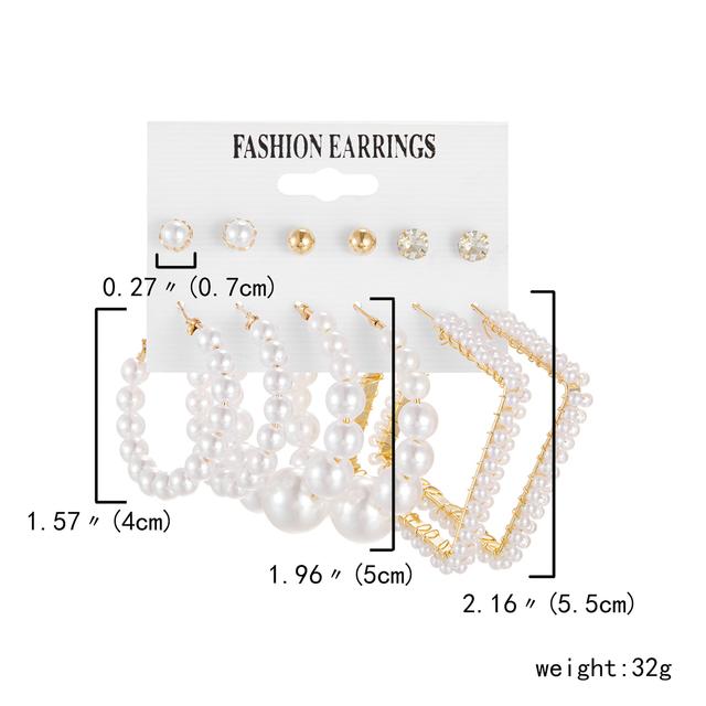 6 Paar Ohrhänger-Set mit Herz- und Schmetterlingsmotiv, großer Kreis, Piercings, Ohrringe, Schmuck für Frauen, Creolen mit Kunstperle, süße Ohrschnalle von Joom DACH