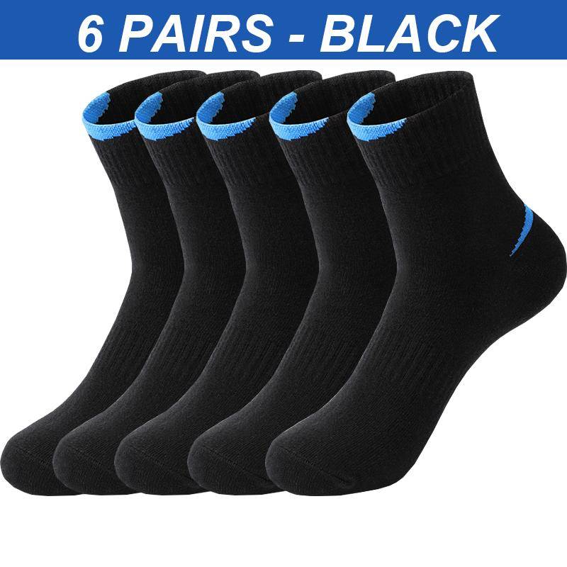 6 Pairs männer Lange Socken Baumwolle Schweiß saugfähig Deodorant Einfarbig Sport Socken Casual Atmungsaktive Männliche Socken Hohe qualität EUR38-45 schwarz von Joom DACH