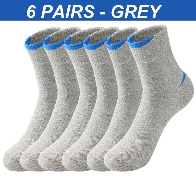 6 Pairs männer Lange Socken Baumwolle Schweiß saugfähig Deodorant Einfarbig Sport Socken Casual Atmungsaktive Männliche Socken Hohe qualität EUR38-45 grau von Joom DACH