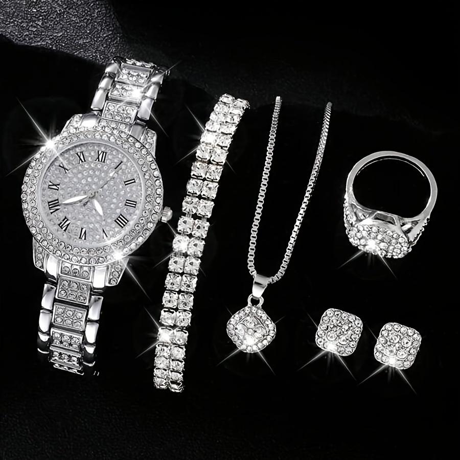 6 Stück/Set Damenuhren  Luxus Strass Quarz Uhr  Römische Mode Analoguhr und Schmuckset  Geschenk für Mama und Sie 6 Pcs/Set silber 6 Stück/Set Damenuhren  Luxus Strass Quarz Uhr  Römische Mode Analoguhr und Schmuckset  Geschenk für Mama und Sie 6 Pcs/Set silber von Joom DACH