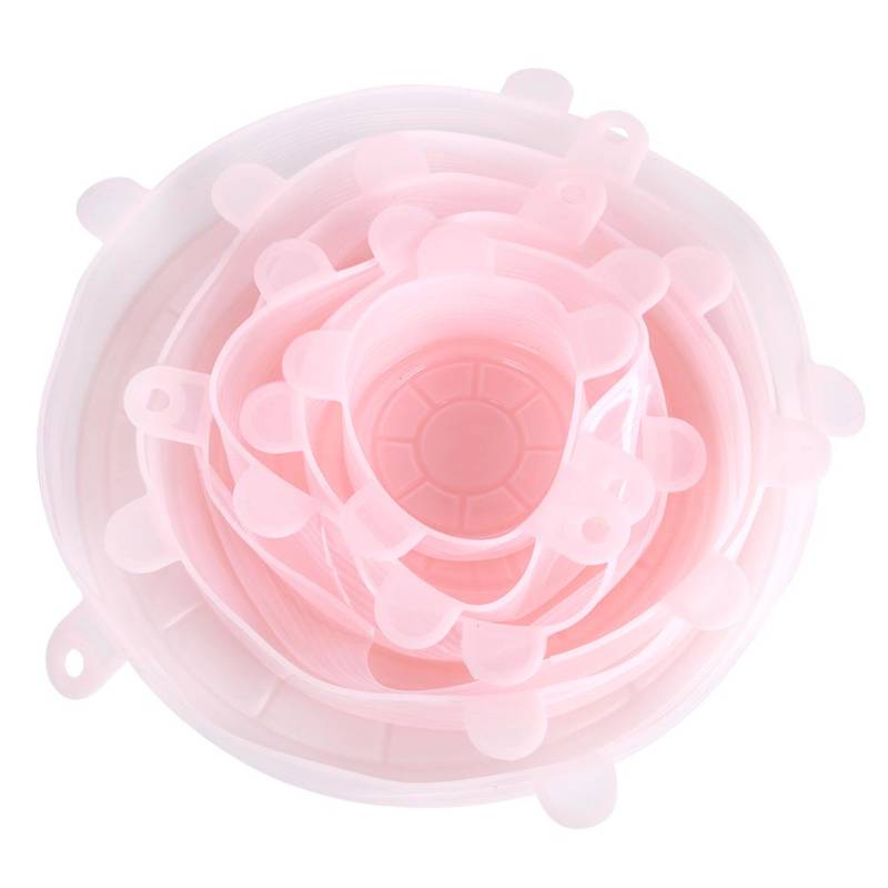 6 Stück/Set Silikon Wiederverwendbar Dehnbar Lebensmittel Obst Aufbewahrungsabdeckung Deckel für Schüssel Küche rosa von Joom DACH