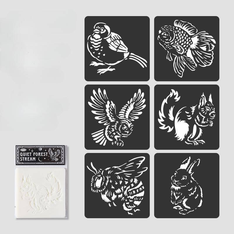 6 Stück/Set Tier Plastik Schablone Kreatives Design Cartoon Tier Serie Scrapbook Journal Schablone DIY Deko Schablonen zum Malen von Joom DACH