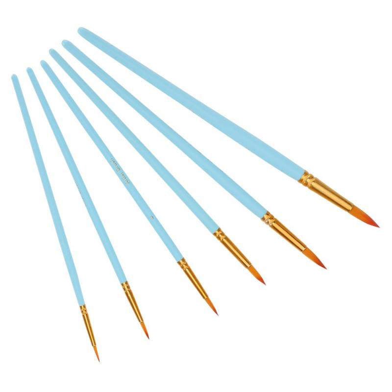 6 Stück Spitz Aquarell Hakenlinie Pinselset Nylonhaar Anfänger Künstlerbedarf MalpinselMattblau von Joom DACH
