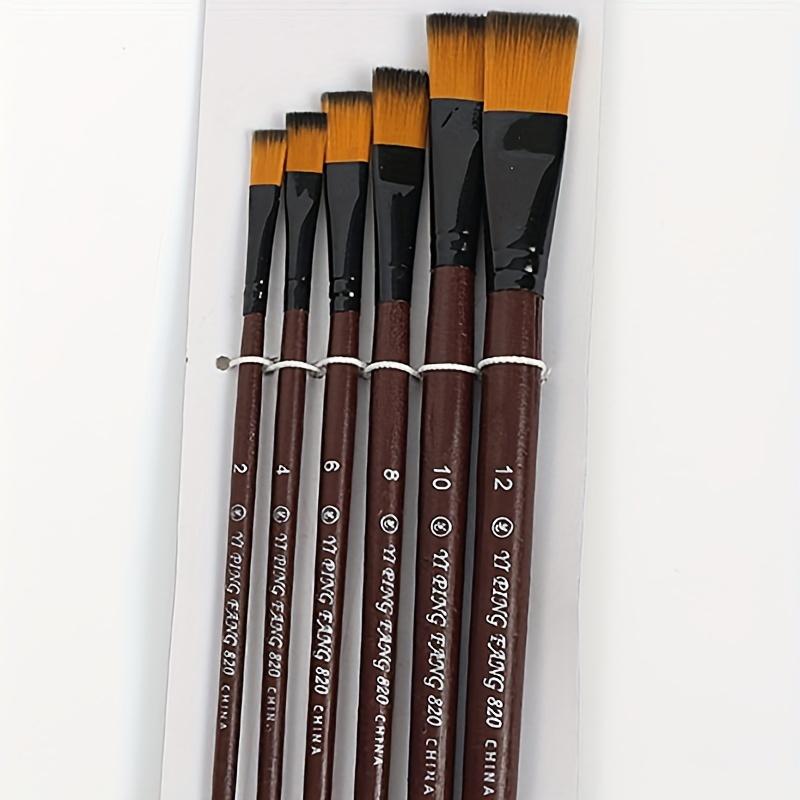 6 Stück Synthetik Flachpinsel Set, Nylonborsten mit genietetem Griff für Acryl-, Öl-, Aquarellmalerei Künstlerbedarf von Joom DACH