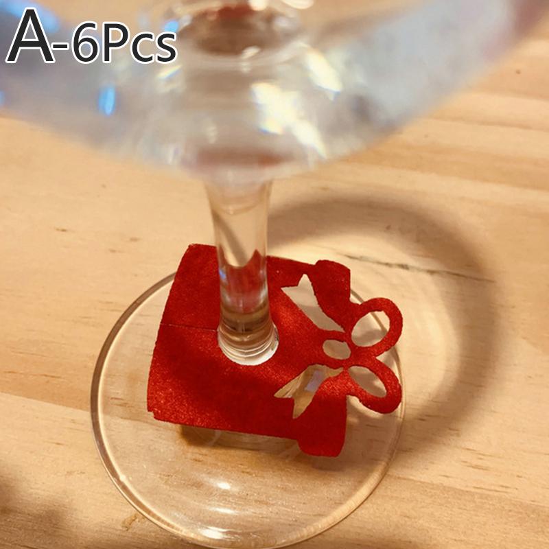 6 Stück Weinglas-Anhänger mit Weihnachtsthema, Glasbecher-Anhänger, Getränkemarkierungen, Schnallen-Design, Festival, Zuhause, Party-Dekoration von Joom DACH