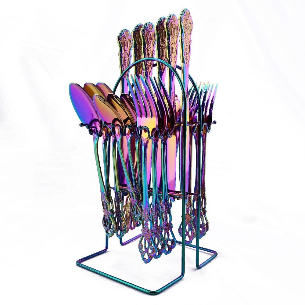 6 Stücke/24 Stücke Regenbogen Westlichen Geschirr Edelstahl Besteck Messer Gabel Kaffeelöffel Geschirr Set Mit Luxus Lagerregal 24pcs + 1pc rack 6 Stücke/24 Stücke Regenbogen Westlichen Geschirr Edelstahl Besteck Messer Gabel Kaffeelöffel Geschirr Set Mit Luxus Lagerregal 24pcs + 1pc rack von Joom DACH