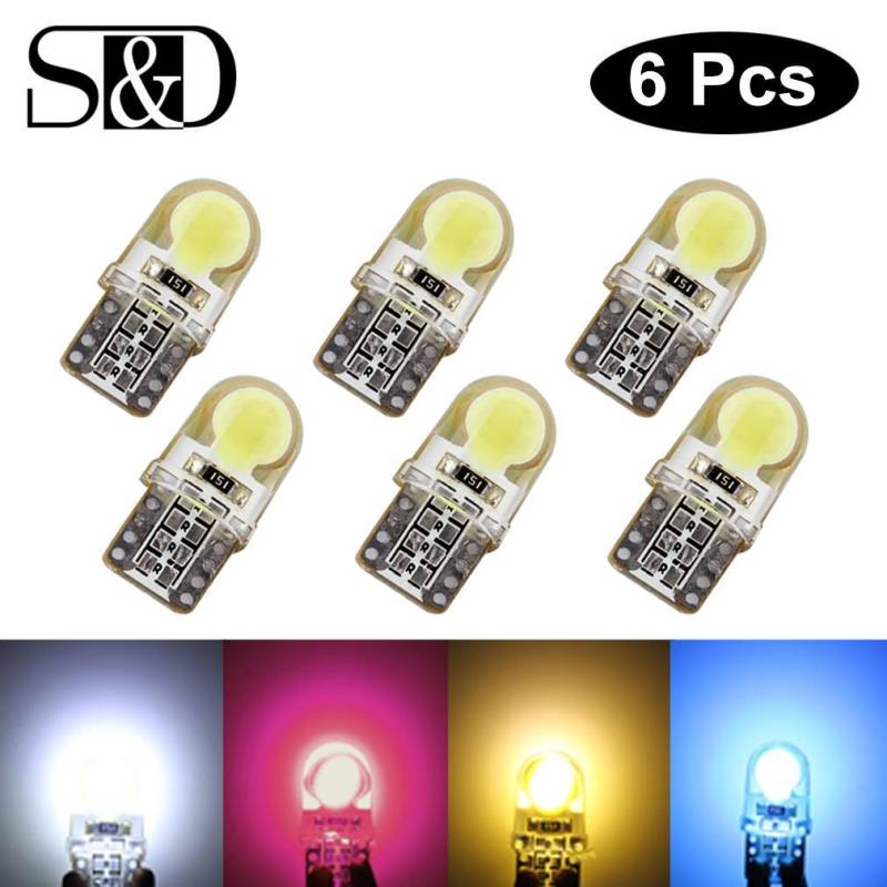 6 Stücke Auto T10 LED W5W Led-lampen Weiß 194 168 Led-lampe 501 COB silikonhülle Auto Led-leuchten Super Helle Schalten Seite Lampe 12 V weiß von Joom DACH