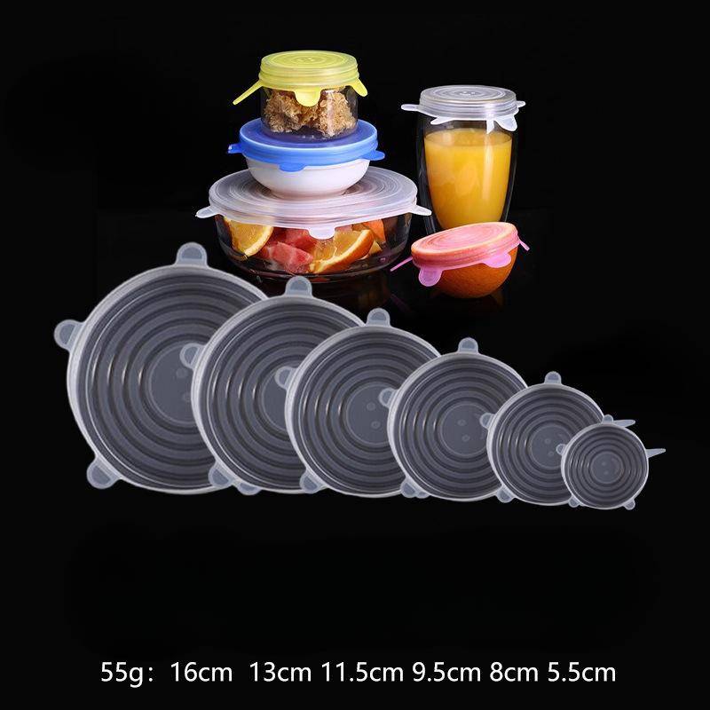 6 Teile/los Lebensmittel Einstellbare Elastische Silikon Abdeckung Kappe Universal Erweiterbar Deckel für Dosen Gerichte Schüssel Wiederverwendbare Stretch Küche grau von Joom DACH