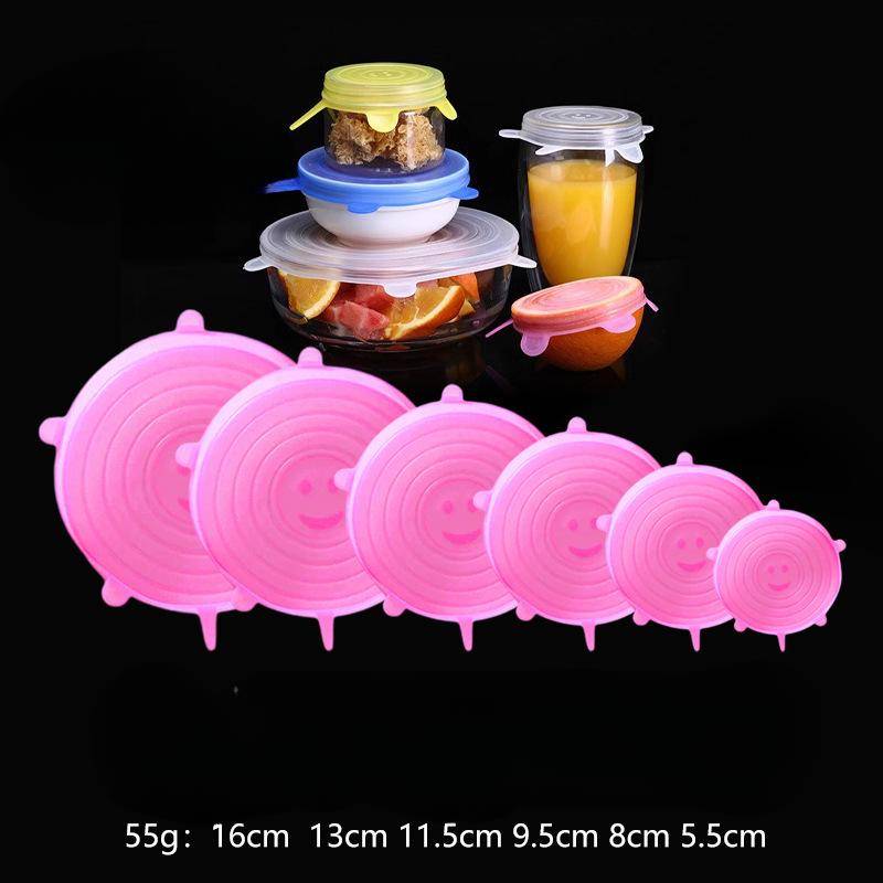 6 Teile/los Lebensmittel Einstellbare Elastische Silikon Abdeckung Kappe Universal Erweiterbar Deckel für Dosen Gerichte Schüssel Wiederverwendbare Stretch Küche rosa von Joom DACH