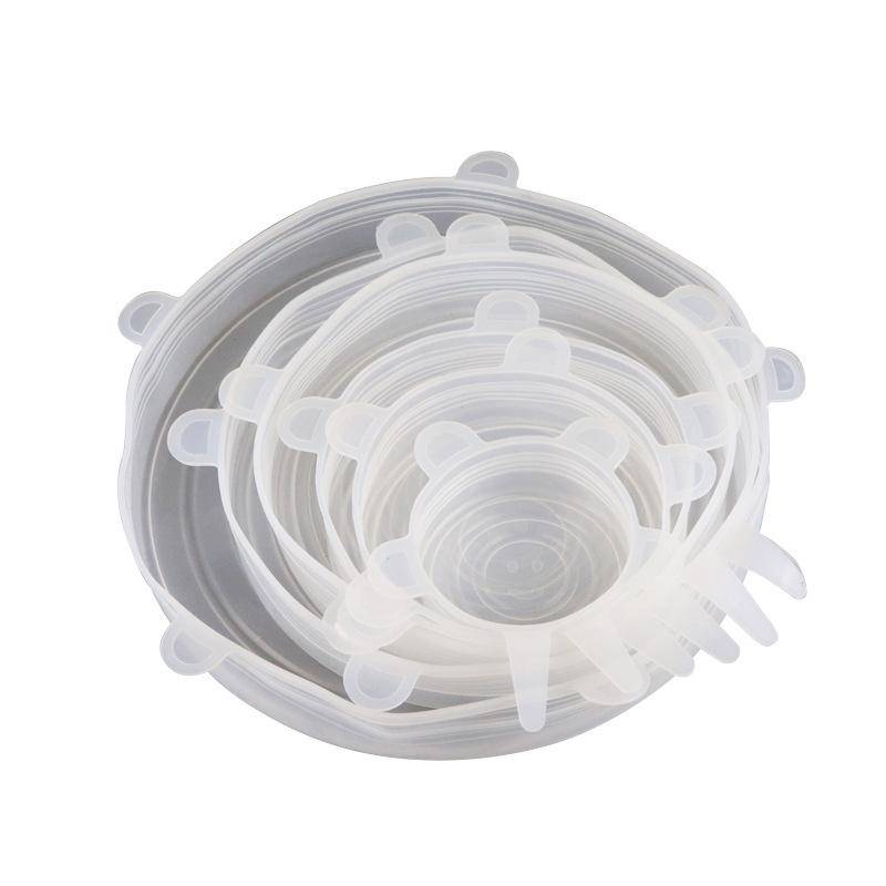 6 Teile/los Lebensmittel Einstellbare Elastische Silikon Abdeckung Kappe Universal Erweiterbar Deckel für Dosen Gerichte Schüssel Wiederverwendbare Stretch Küche weiß von Joom DACH