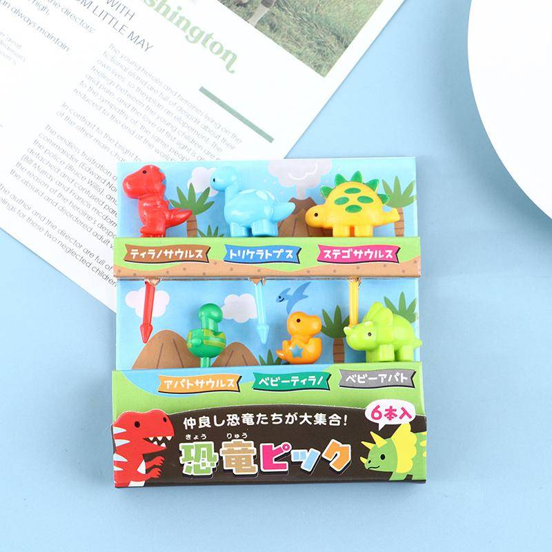 6 Teile/satz Dinosaurier Mini Tier Cartoon Essen Picks Kinder Snack Obst Gabel 4-6cm bunt von Joom DACH