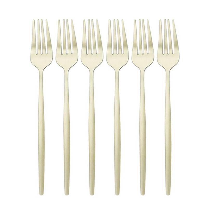 6 Teile/satz Gold Besteck Set Edelstahl Abendessen Gabel Set Dessert Kuchen Gabel Obst Salat Gabel Geschirr Set Küche Besteck set champagner von Joom DACH