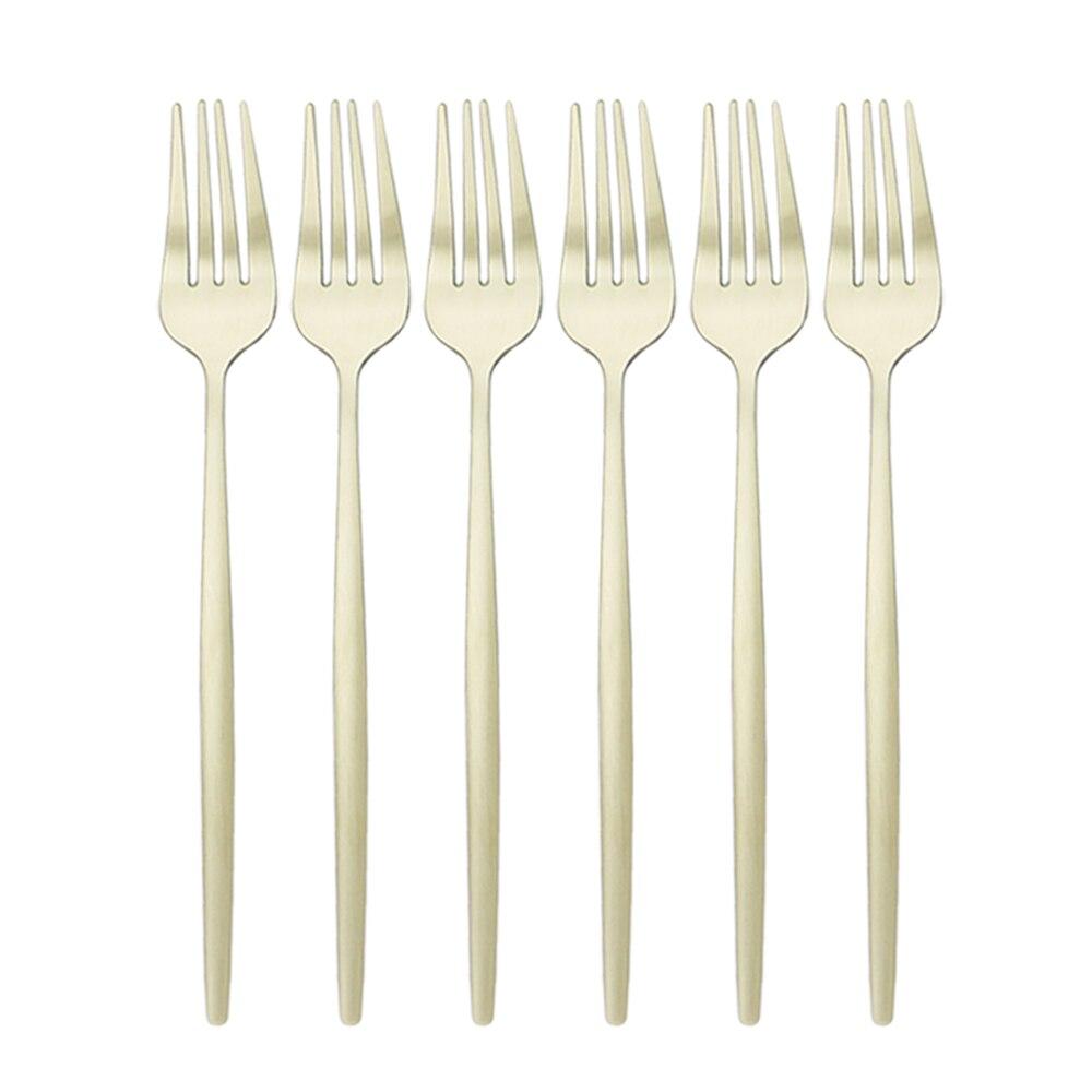 6 Teile/satz Gold Besteck Set Edelstahl Abendessen Gabel Set Dessert Kuchen Gabel Obst Salat Gabel Geschirr Set Küche Besteck set champagner von Joom DACH