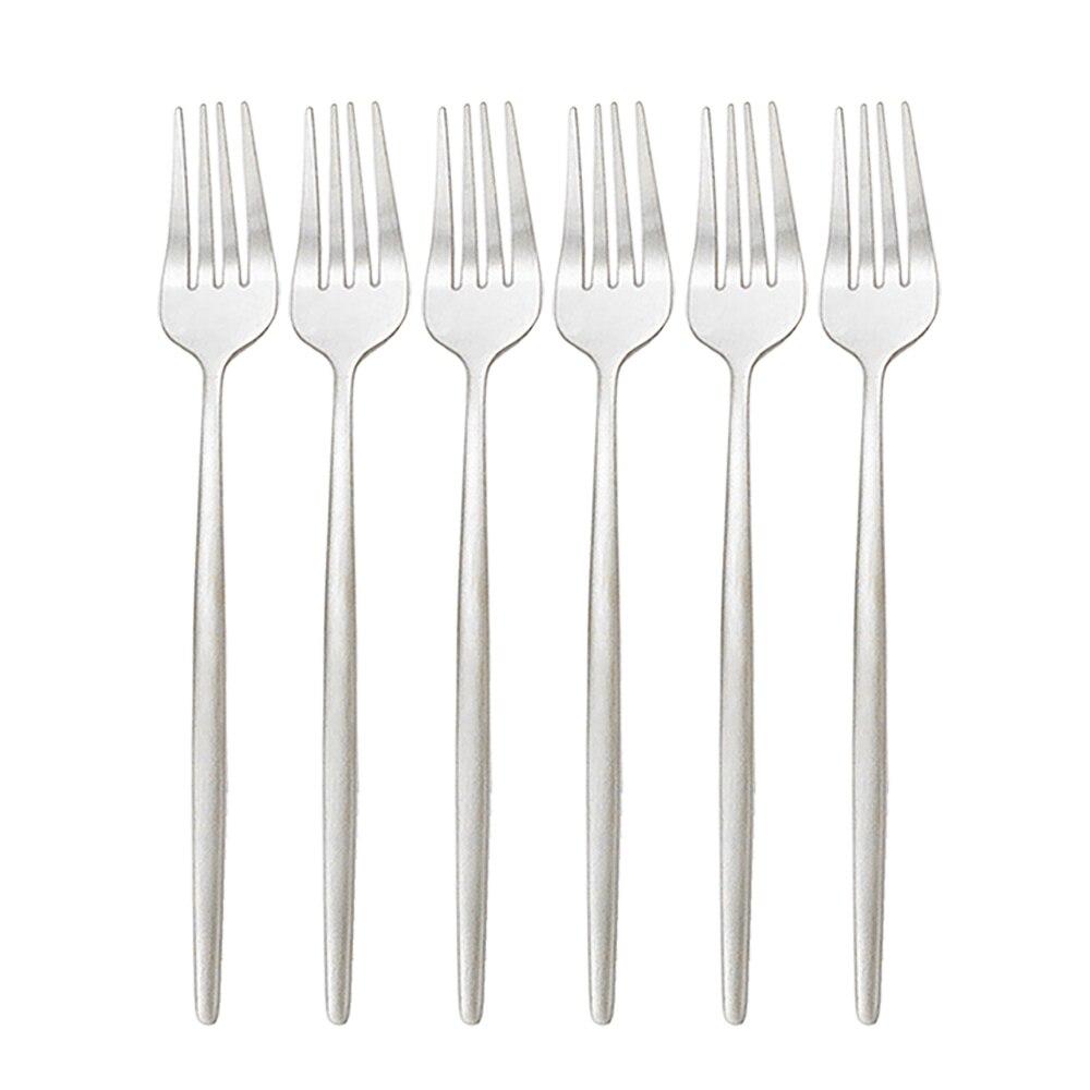 6 Teile/satz Gold Besteck Set Edelstahl Abendessen Gabel Set Dessert Kuchen Gabel Obst Salat Gabel Geschirr Set Küche Besteck set silber von Joom DACH