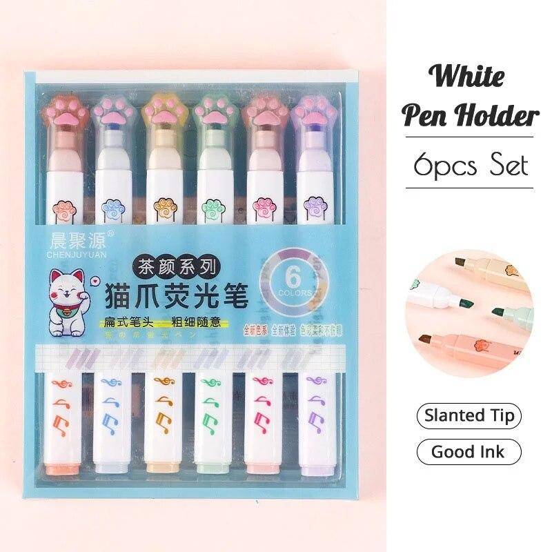 6 Teile/satz Kawaii Katze Pfote Highlighter Schräge Spitze Marker Flüssige Tinte Für Schüler Schule Schreibwaren Büro Liefert von Joom DACH