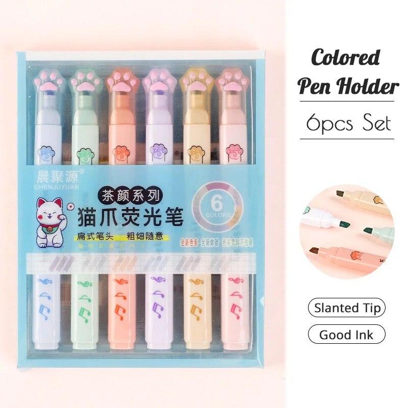 6 Teile/satz Kawaii Katze Pfote Highlighter Schräge Spitze Marker Flüssige Tinte Für Schüler Schule Schreibwaren Büro Liefert von Joom DACH