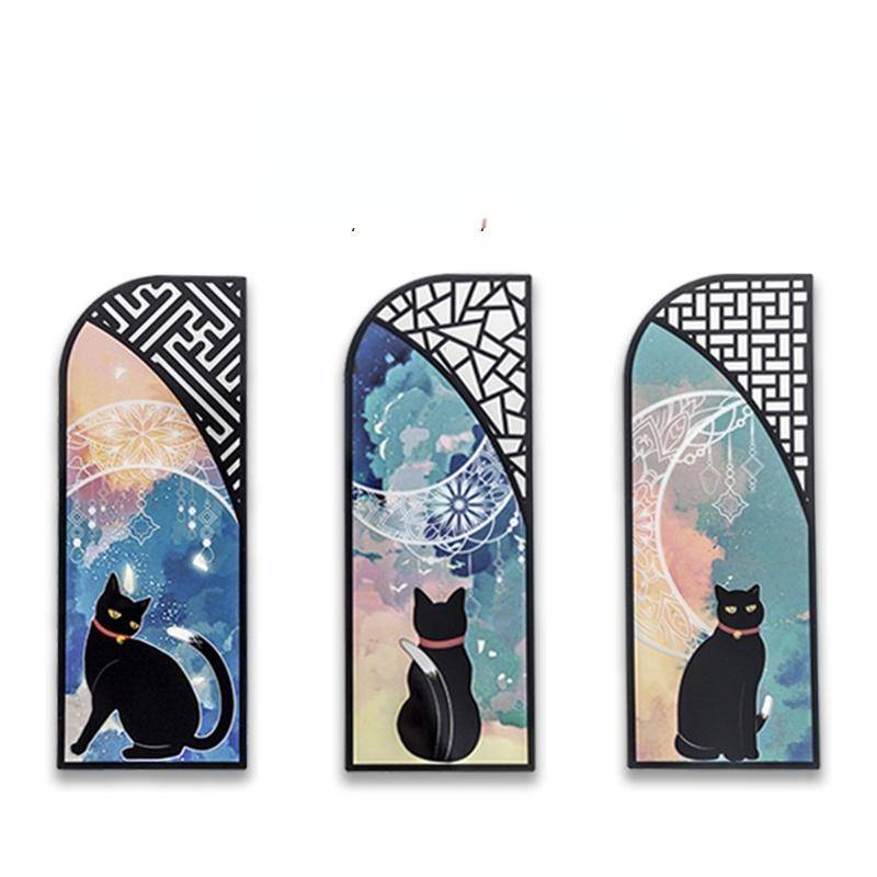6 Teile/satz Nette Schwarze Katze Täglichen Serie Lesezeichen PVC Matte Lesen Buch Mark Retro Buch Seite Marker Schreibwaren von Joom DACH