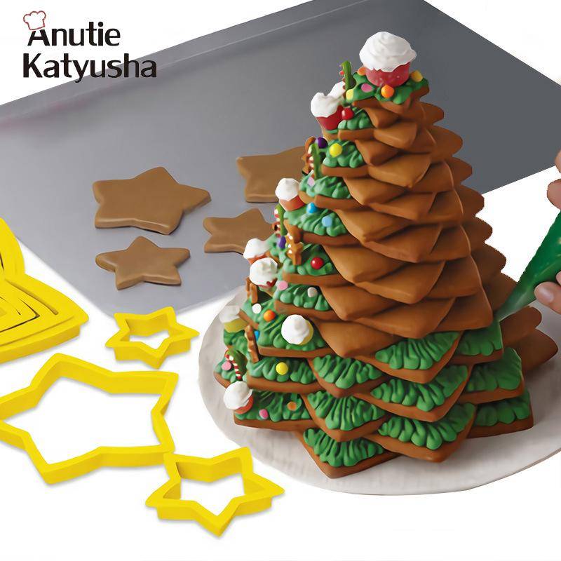 6 Teile/satz Weihnachten Baum Backen Fondant Keks Form Blume/Herz/Sterne Form Cookie Cutter Form Kuchen Dekorieren Backformen von Joom DACH