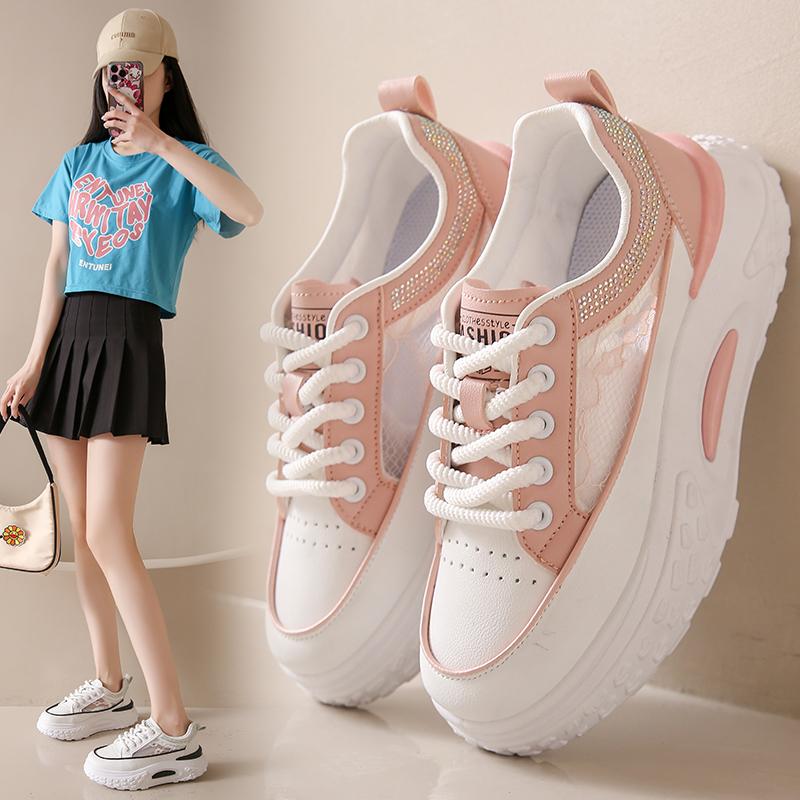 6 cm Damen Casual Plateau Schuhe Trend Mode Sneaker Atmungsaktiv Schnürschuhe Weiße Schuhe Outdoor Erwachsene Sportschuhe Dame 6812 40 von Joom DACH