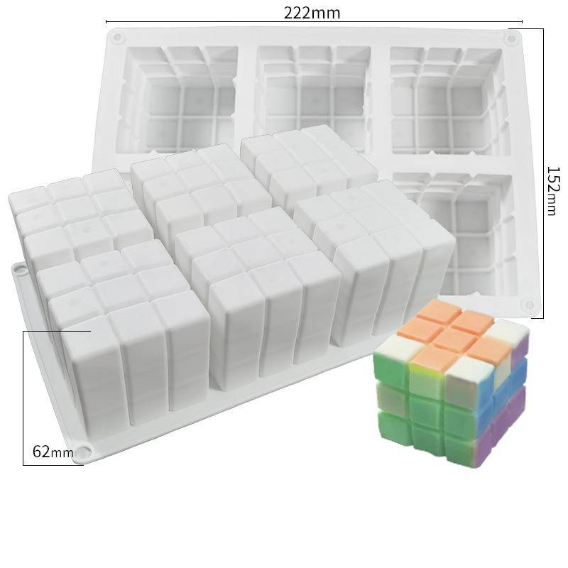 6-fach Zauberwürfel Mousse Kuchen Silikonform 3D Schokolade Backform Dessert Kuchen DIY Dekorieren Kunst Kuchen Handwerk von Joom DACH