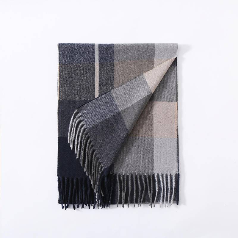 6-farbiger Herbst- und Winterschal mit Karomuster für Herren, klassischer, erdfarbener, warmer und vielseitiger Kaschmir-Imitat-Schal 35*200CM von Joom DACH