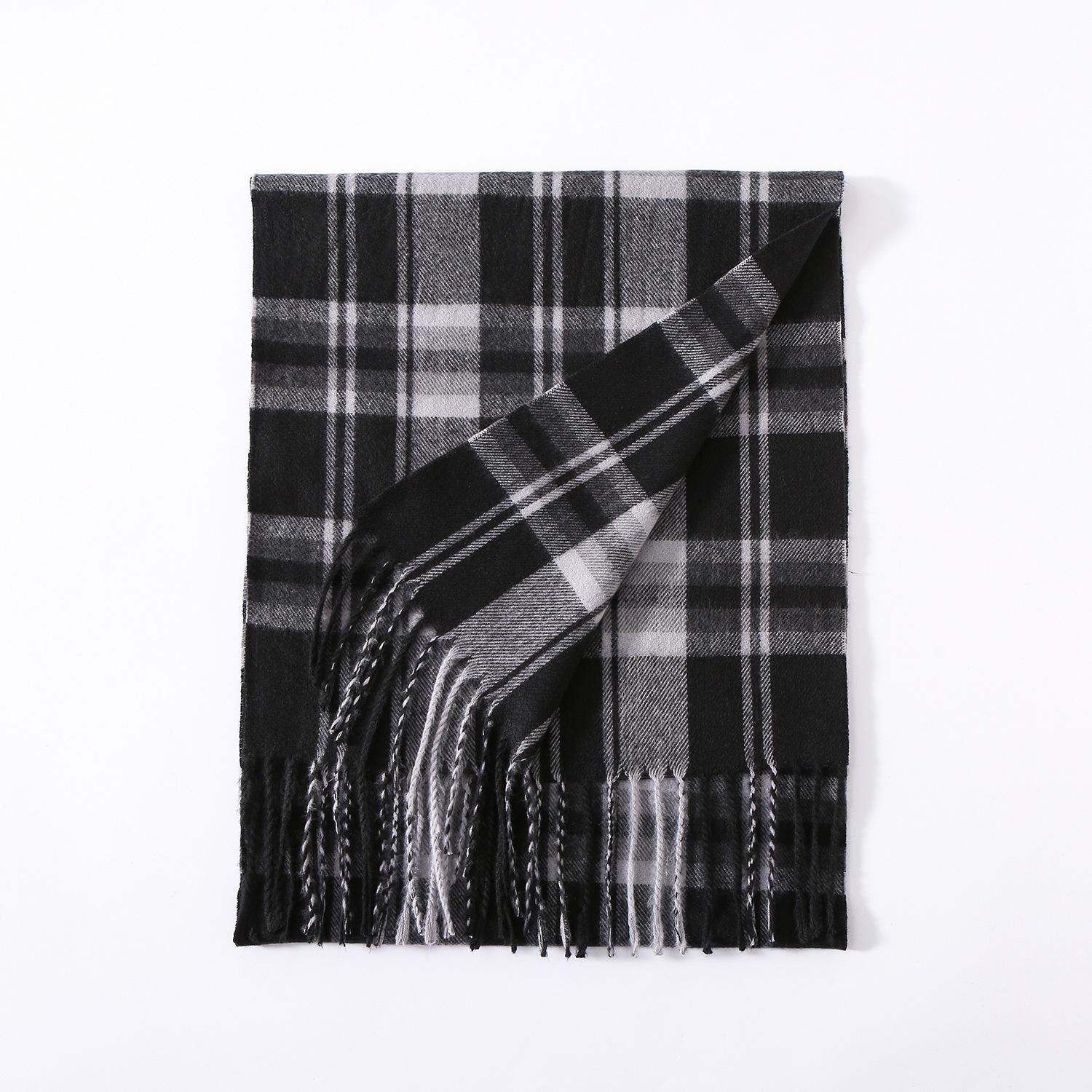 6-farbiger Herbst- und Winterschal mit Karomuster für Herren, klassischer, erdfarbener, warmer und vielseitiger Kaschmir-Imitat-Schal 35*200CM von Joom DACH