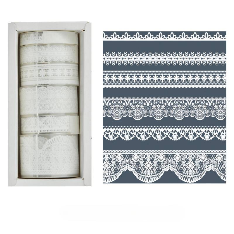 6 rollen Retro Spitze PET Washi Band Tagebuch Dekoration Washitape Cinta Adhesiva Decorativa Scrapbooking Liefert Masking Tape von Joom DACH