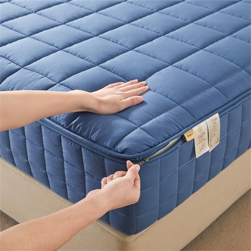 6-seitiger, flauschiger Matratzenbezug mit Reißverschluss, staubdichtes Spannbettlaken für Doppel-, Queen- und Kingsize-Betten, dicker Matratzenschoner 200x200x25cm von Joom DACH