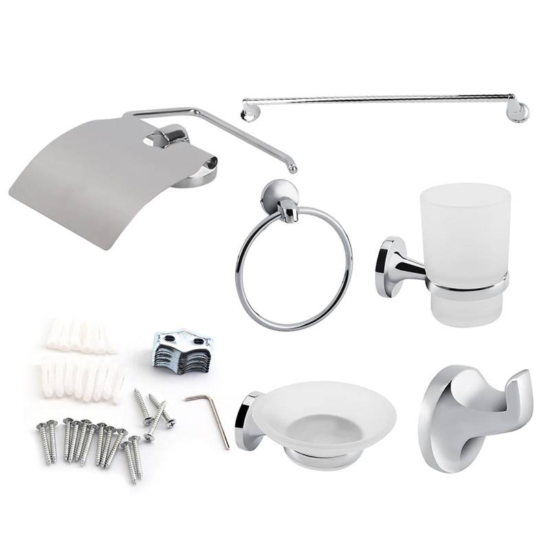 6 stücke Wand Halterung Bad Wc Zubehör Set Handtuch Rack Zahnbürste Seife Papier Halter weiß von Joom DACH