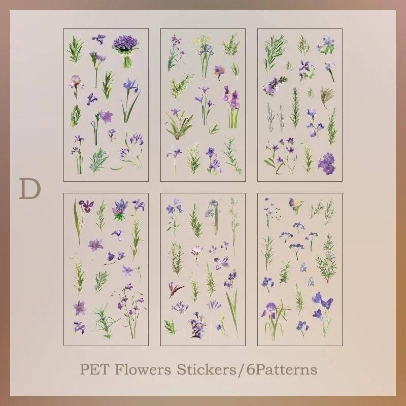 6 teile/paket Transparent Blumen Pflanzen PET Dekorative Aufkleber Tagebuch Scrapbooking Material Deco Album Schreibwaren Aufkleber von Joom DACH