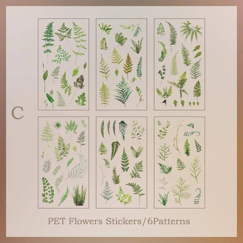 6 teile/paket Transparent Blumen Pflanzen PET Dekorative Aufkleber Tagebuch Scrapbooking Material Deco Album Schreibwaren Aufkleber von Joom DACH