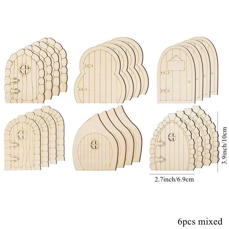 6 teile/satz Holz Tür DIY Malerei Ornamente Mini Fee Tür Handwerk Für Home Garten Landschaft Dekorationen Kinder Geschenke Liefert von Joom DACH