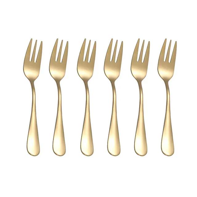 6-teiliges Besteck aus Edelstahl, Obstgabeln und Dessertgabeln sind klein und zart für die Unterhaltung von Gästen gold von Joom DACH