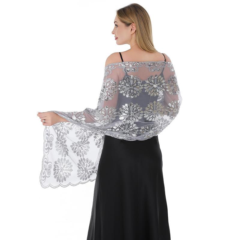 60*190cm Pailletten Schals und Wraps Frauen Schal Kleid Cheongsam Fransen Schals 60*190cm silber von Joom DACH