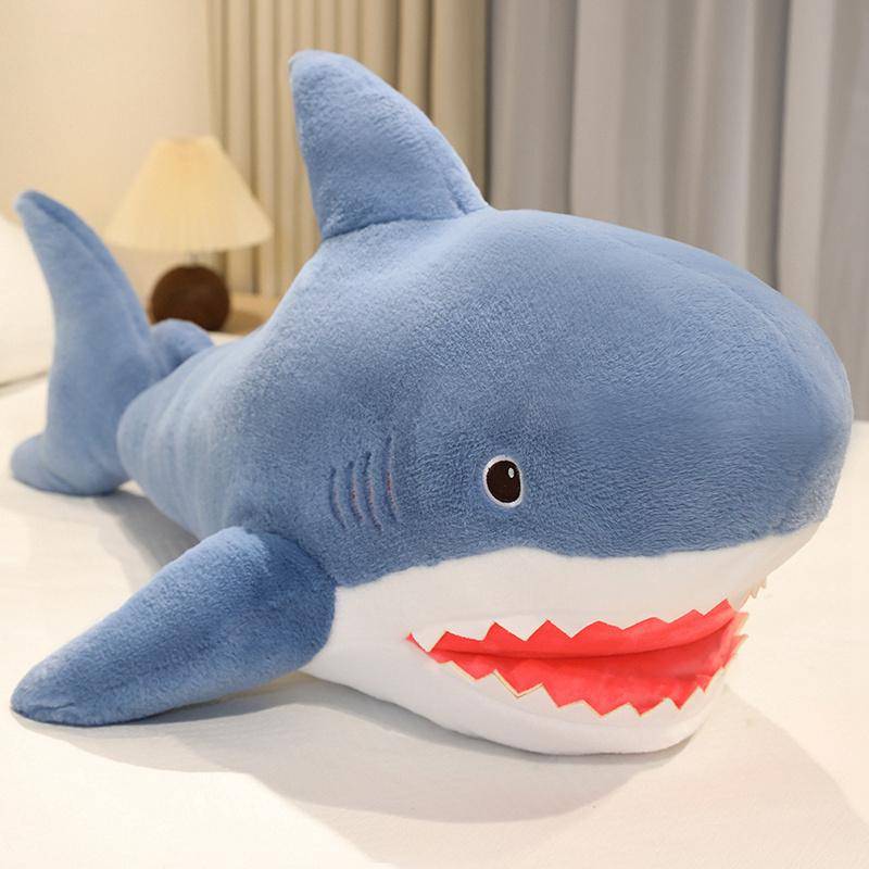 60-100cm Niedliche Blaue Hai Puppe Plüschtier Stofftier Weiches Meerestier Fisch Kissen Beschwichtigungsspielzeug für Kinder Mädchen Geburtstagsgeschenke Deko 60cm weiß von Joom DACH