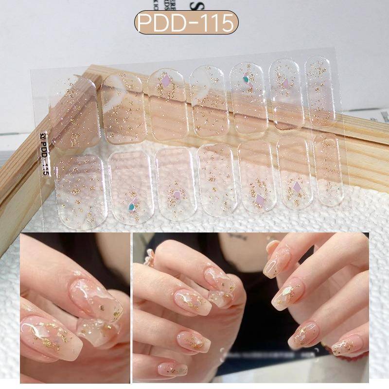 60 Arten DIY halbgehärtete Gel-Nagelaufkleber, langlebige, einfarbige, frische Blumen im Frühling, Nagelstreifen, Patch, Slider, vollständige Abdeckung, Aufkleber PDD-115 von Joom DACH