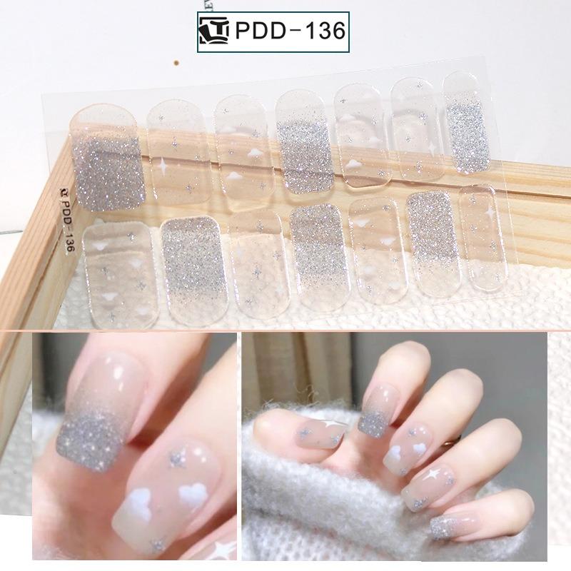 60 Arten DIY halbgehärtete Gel-Nagelaufkleber, langlebige, einfarbige, frische Blumen im Frühling, Nagelstreifen, Patch, Slider, vollständige Abdeckung, Aufkleber PDD-136 von Joom DACH