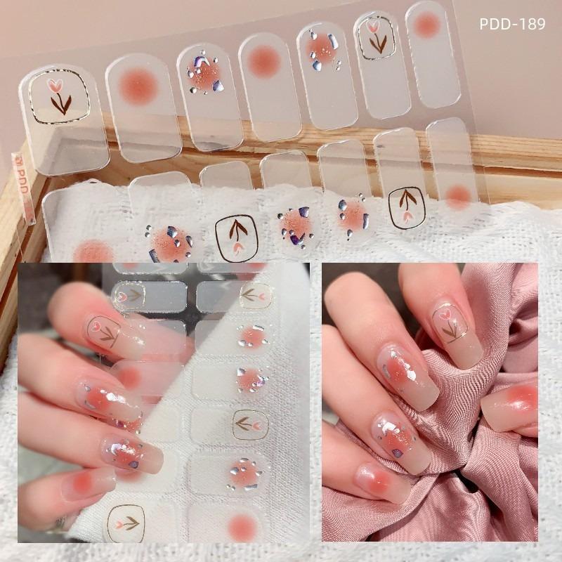 60 Arten DIY halbgehärtete Gel-Nagelaufkleber, langlebige, einfarbige, frische Blumen im Frühling, Nagelstreifen, Patch, Slider, vollständige Abdeckung, Aufkleber PDD-189 von Joom DACH