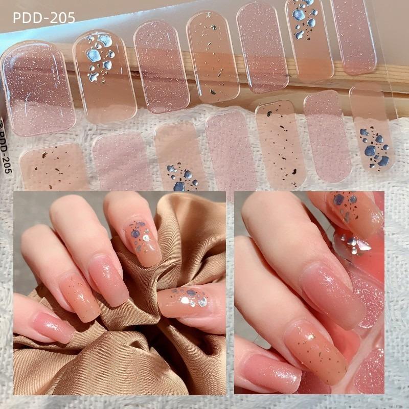 60 Arten DIY halbgehärtete Gel-Nagelaufkleber, langlebige, einfarbige, frische Blumen im Frühling, Nagelstreifen, Patch, Slider, vollständige Abdeckung, Aufkleber PDD-205 von Joom DACH