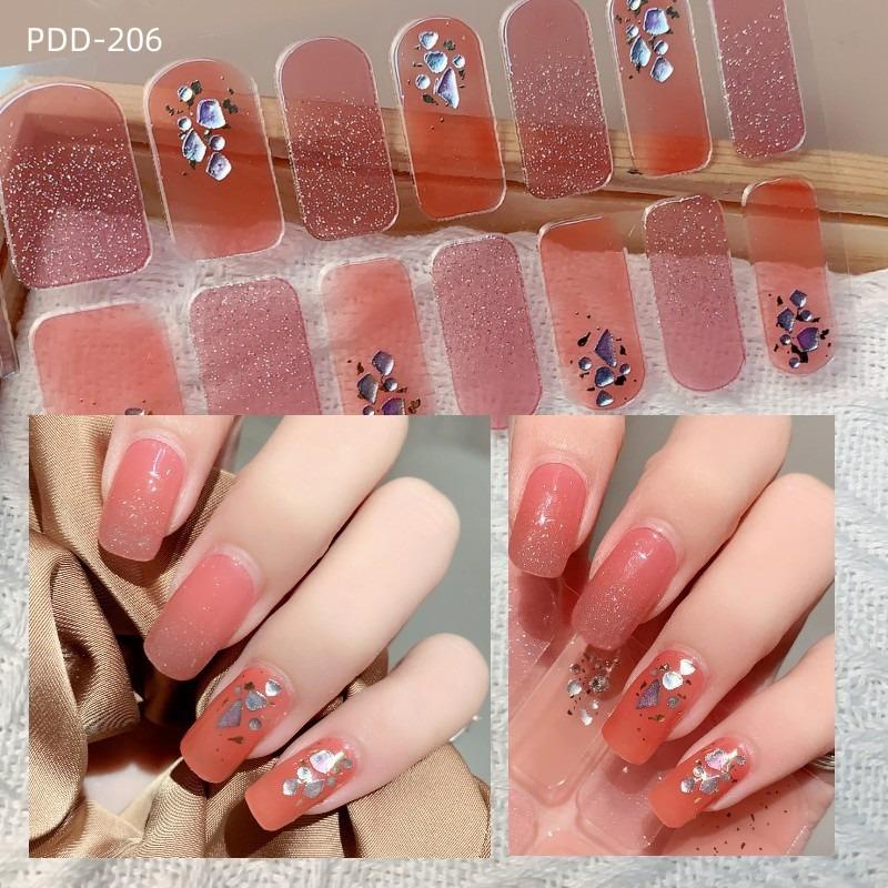 60 Arten DIY halbgehärtete Gel-Nagelaufkleber, langlebige, einfarbige, frische Blumen im Frühling, Nagelstreifen, Patch, Slider, vollständige Abdeckung, Aufkleber PDD-206 von Joom DACH