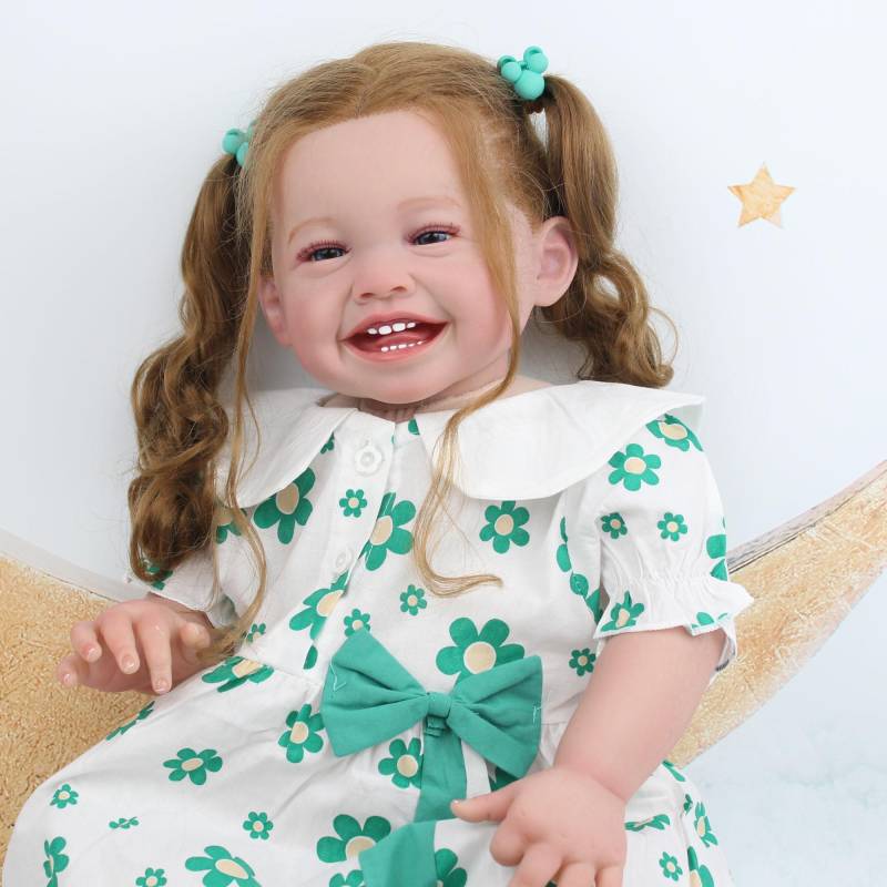 60 CM 3D Farbe Haut Stoff Körper Silikon Reborn Baby Puppe Für Mädchen Kunst Bebe Mit Blutgefäße Lebensechte Hand made Lächeln Kleinkind Finished doll von Joom DACH