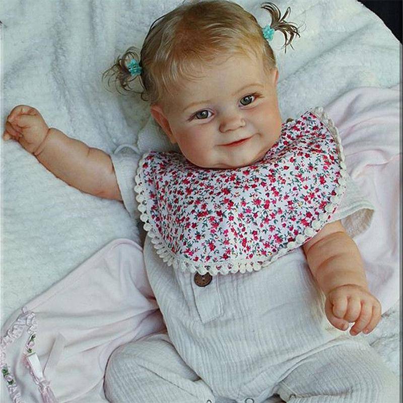 60 CM 3D-paint Haut Kunst Reborn Bebe Mit Vene Tuch Körper Silikon Baby Puppe Spielzeug Maddie Für Mädchen Lächelndes Kleinkind lebensechte Geschenk von Joom DACH