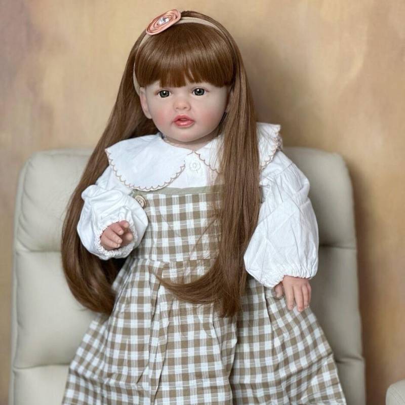 60 cm Reborn Baby Puppe Tuch Körper Silikon Spielzeug Für Mädchen Lebensechte Vinyl Lange Haare Prinzessin Bebe Geburtstag Geschenk Kleid up Kunst Boneca same as picture von Joom DACH