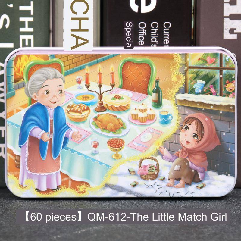 60-teiliges Eisenbox-Holzpuzzle, Cartoon-Cartoon-Flachpuzzle, Puzzle-Version, Früherziehung, Lernspielzeug für Kinder von Joom DACH